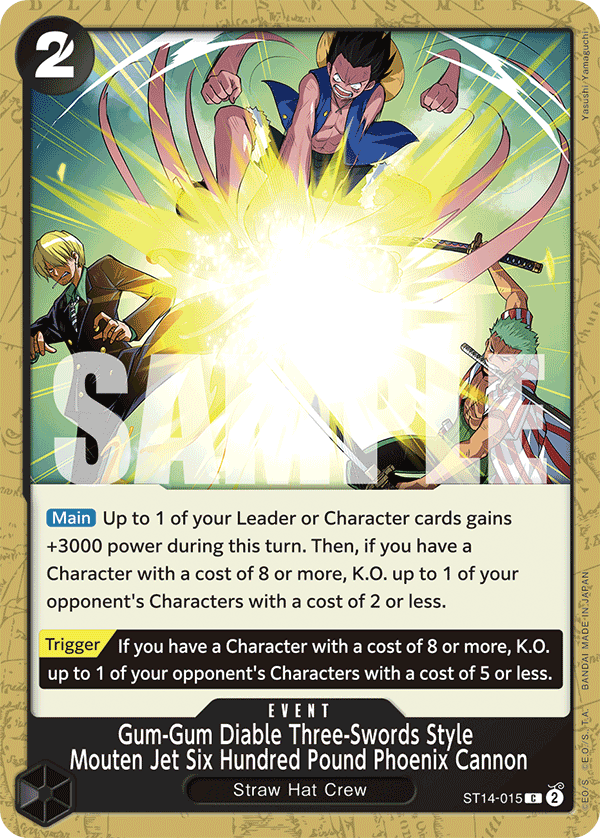 Gum-Gum Diable Three-Swords Style Mouten Jet Six Hundred Pound Phoenix Cannon (ST14-015) 카드 이미지