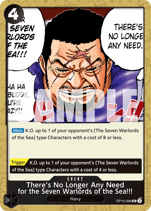 There's No Longer Any Need for the Seven Warlords of the Sea!!! (OP10-096) 카드 이미지
