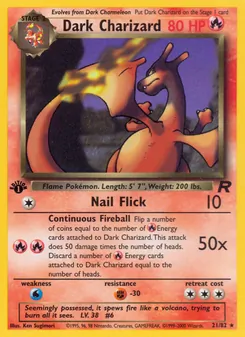 Dark Charizard [Nail Flick | Continuous Fireball] 카드 이미지