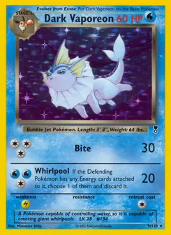 Dark Vaporeon [Bite | Whirlpool] 카드 이미지
