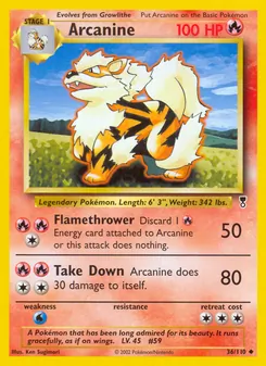 Arcanine [Flamethrower | Take Down] 카드 이미지