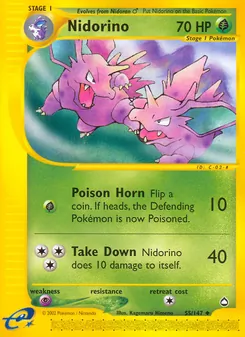 Nidorino [Poison Horn | Take Down] 카드 이미지