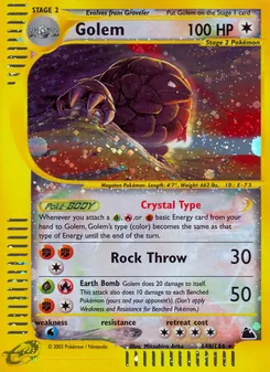 Golem [Crystal Type | Rock Throw | Earth Bomb] 카드 이미지
