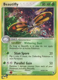 Beautifly [Withering Dust | Stun Spore | Parallel Gain] 카드 이미지