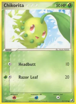 Chikorita [Headbutt | Razor Leaf] 카드 이미지