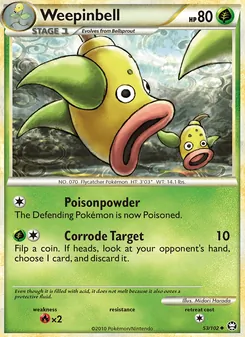 Weepinbell [Poisonpowder | Corrode Target] 카드 이미지