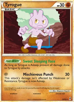 Tyrogue [Sweet Sleeping Face | Mischievous Punch] 카드 이미지