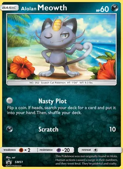 Alolan Meowth [Nasty Plot | Scratch] 카드 이미지