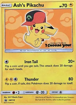 Ash's Pikachu [Iron Tail | Thunder] 카드 이미지