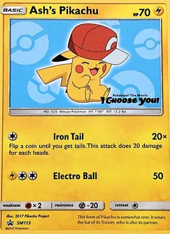Ash's Pikachu [Iron Tail | Electro Ball] 카드 이미지