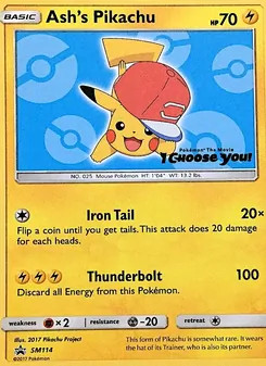 Ash's Pikachu [Iron Tail | Thunderbolt] 카드 이미지