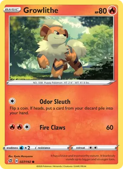 Growlithe [Odor Sleuth | Fire Claws] 카드 이미지