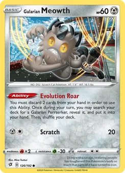 Galarian Meowth [Evolution Roar | Scratch] 카드 이미지