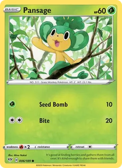 Pansage [Seed Bomb | Bite] 카드 이미지