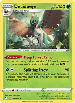 Decidueye [Deep Forest Camo | Splitting Arrow] 카드 이미지