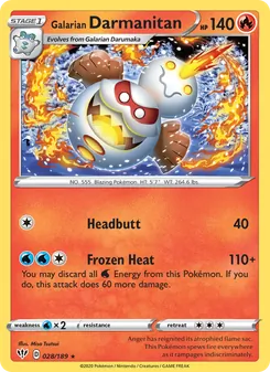 Galarian Darmanitan [Headbutt | Frozen Heat] 카드 이미지