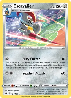 Escavalier [Fury Cutter | Seashell Attack] 카드 이미지