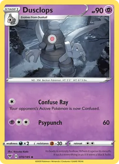 Dusclops [Confuse Ray | Psypunch] 카드 이미지