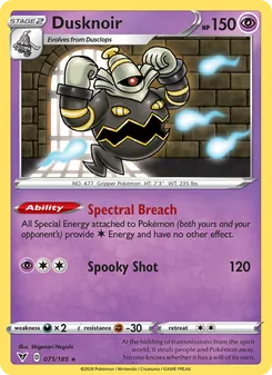 Dusknoir [Spectral Breach | Spooky Shot] 카드 이미지