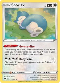 Snorlax [Gormandize | Body Slam] 카드 이미지