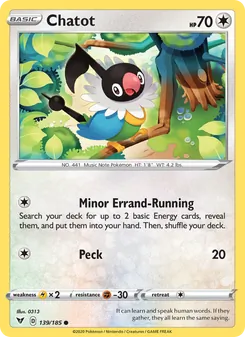Chatot [Minor Errand-Running | Peck] 카드 이미지