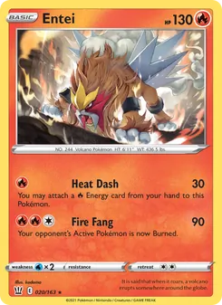 Entei [Heat Dash | Fire Fang] 카드 이미지