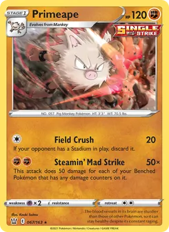Primeape [Field Crush | Steamin' Mad Strike] 카드 이미지