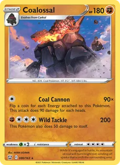 Coalossal [Coal Cannon | Wild Tackle] 카드 이미지