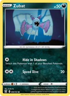 Zubat [Hide in Shadows | Speed Dive] 카드 이미지