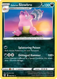 Galarian Slowbro [Splattering Poison | Unhinged Hammer] 카드 이미지