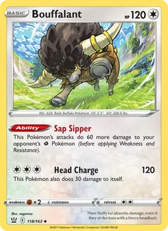 Bouffalant [Sap Sipper | Head Charge] 카드 이미지