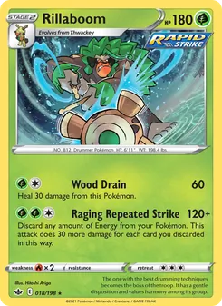 Rillaboom [Wood Drain | Raging Repeated Strike] 카드 이미지