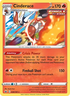 Cinderace [Crisis Power | Fireball Shot] 카드 이미지