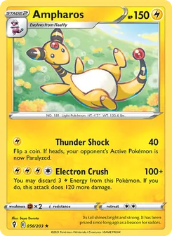 Ampharos [Thunder Shock | Electron Crush] 카드 이미지