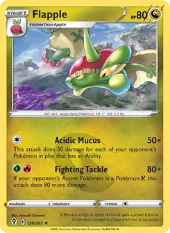 Flapple [Acidic Mucus | Fighting Tackle] 카드 이미지