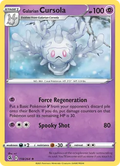 Galarian Cursola [Force Regeneration | Spooky Shot] 카드 이미지