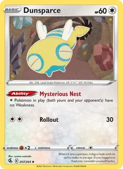 Dunsparce [Mysterious Nest | Rollout] 카드 이미지