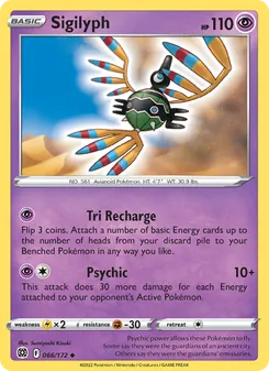 Sigilyph [Tri Recharge | Psychic] 카드 이미지