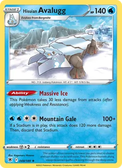 Hisuian Avalugg [Massive Ice | Mountain Gale] 카드 이미지