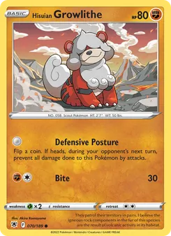 Hisuian Growlithe [Defensive Posture | Bite] 카드 이미지