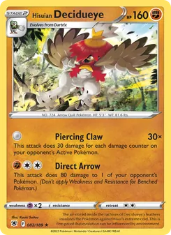 Hisuian Decidueye [Piercing Claw | Direct Arrow] 카드 이미지