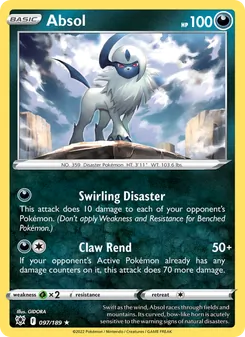 Absol [Swirling Disaster | Claw Rend] 카드 이미지