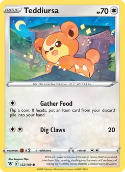 Teddiursa [Gather Food | Dig Claws] 카드 이미지