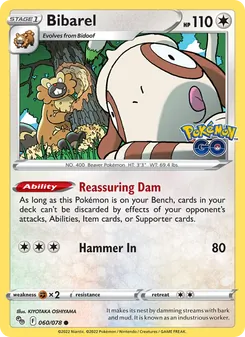 Bibarel [Reassuring Dam | Hammer In] 카드 이미지
