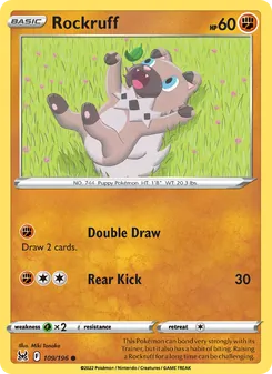 Rockruff [Double Draw | Rear Kick] 카드 이미지