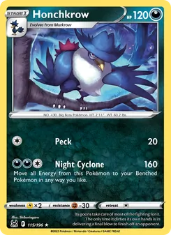 Honchkrow [Peck | Night Cyclone] 카드 이미지