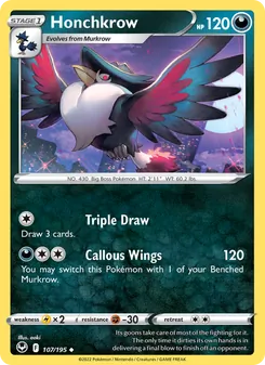 Honchkrow [Triple Draw | Callous Wings] 카드 이미지