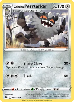 Galarian Perrserker [Sharp Claws | Slash] 카드 이미지