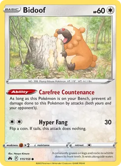 Bidoof [Carefree Countenance | Hyper Fang] 카드 이미지