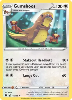 Gumshoos [Stakeout Headbutt | Lunge Out] 카드 이미지